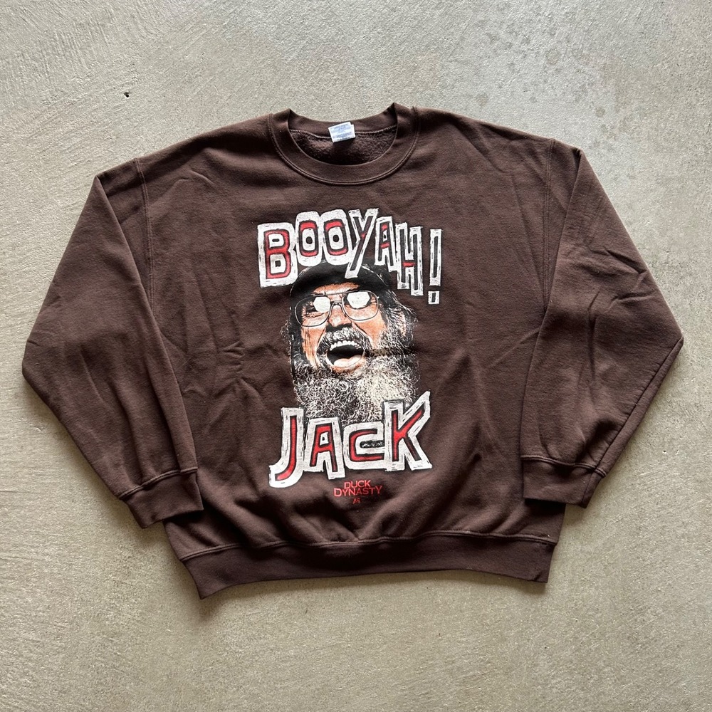 Vintage Duck Dynasty Sweatshirt Size Large Brown Uncle Si Crewneck Booyah Jack